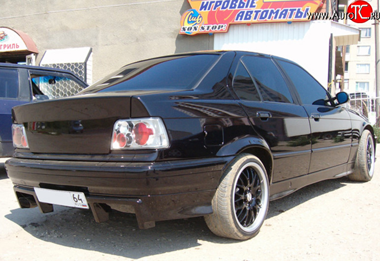2 499 р. Накладка заднего бампера M-VRS BMW 3 серия E36 седан (1990-2000) (Неокрашенная)  с доставкой в г. Майкоп