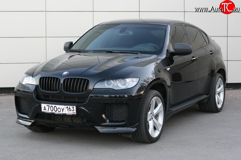 4 749 р. Накладки Global-Tuning на передний бампер автомобиля  BMW X6  E71 (2008-2014) дорестайлинг, рестайлинг (Неокрашенная)  с доставкой в г. Майкоп