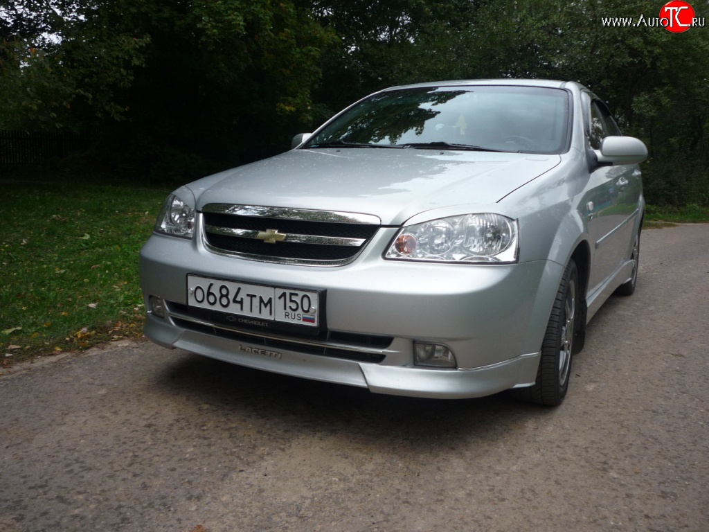 3 499 р. Накладка CTS на передний бампер автомобиля Chevrolet Lacetti седан (2002-2013) (Неокрашенная)  с доставкой в г. Майкоп