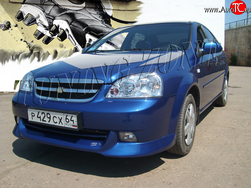 2 399 р. Накладка переднего бампера Tuning Zone Chevrolet Lacetti седан (2002-2013) (Неокрашенная)  с доставкой в г. Майкоп