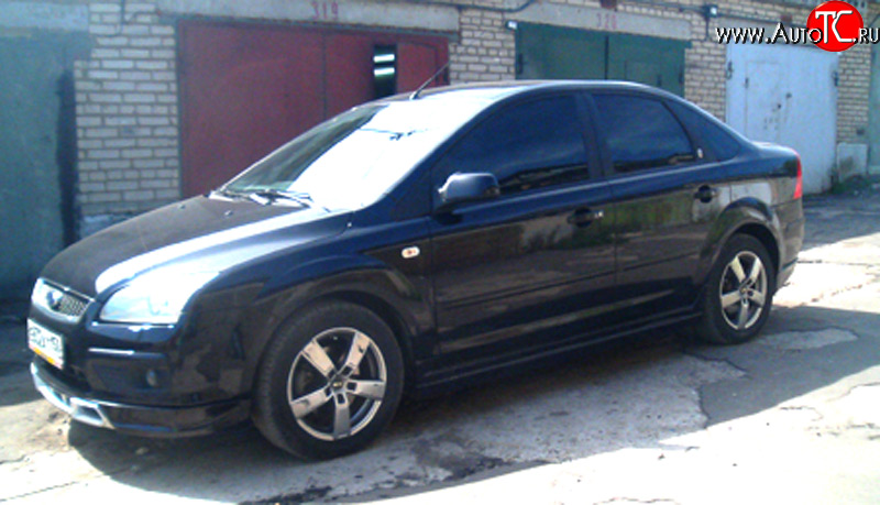 4 999 р. Накладка переднего бампера FT Ford Focus 2  седан дорестайлинг (2004-2008) (Неокрашенная)  с доставкой в г. Майкоп