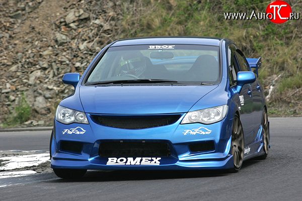 9 499 р. Передний бампер Bomex Style Honda Civic FD седан дорестайлинг (2005-2008) (Неокрашенный)  с доставкой в г. Майкоп
