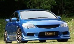 9 499 р. Передний бампер Bomex Style Honda Civic FD седан дорестайлинг (2005-2008) (Неокрашенный)  с доставкой в г. Майкоп. Увеличить фотографию 2