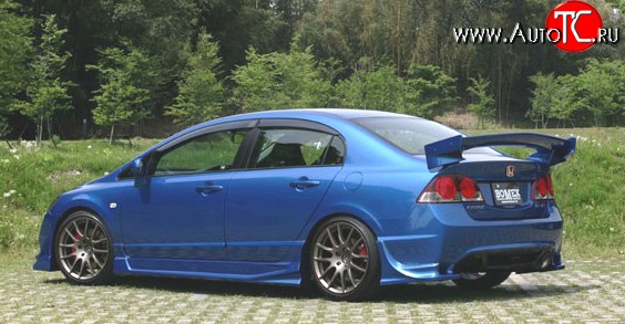 5 899 р. Пороги накладки Bomex Style Honda Civic FD седан дорестайлинг (2005-2008) (Неокрашенные)  с доставкой в г. Майкоп