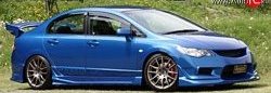5 899 р. Пороги накладки Bomex Style Honda Civic FD седан дорестайлинг (2005-2008) (Неокрашенные)  с доставкой в г. Майкоп. Увеличить фотографию 2