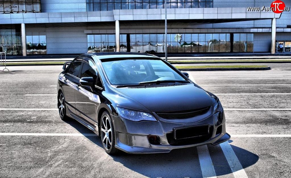9 499 р. Передний бампер INGS+1 Honda Civic FD седан дорестайлинг (2005-2008) (Неокрашенный)  с доставкой в г. Майкоп