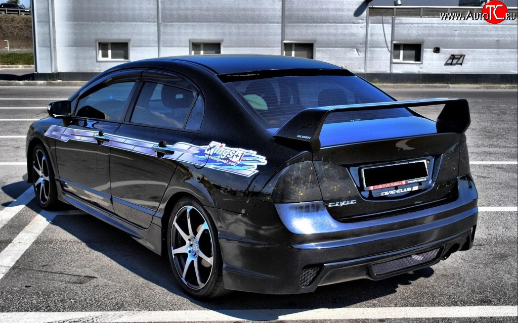 9 499 р. Задний бампер INGS+1 Honda Civic FD седан дорестайлинг (2005-2008) (Неокрашенный)  с доставкой в г. Майкоп