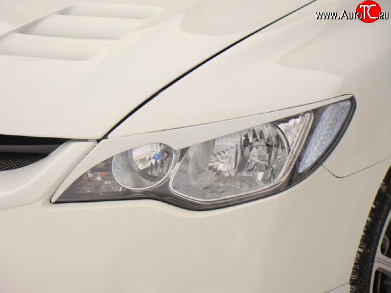 1 149 р. Реснички Mugen v2 на фары  Honda Civic  FD (2005-2011) седан дорестайлинг, седан рестайлинг (Неокрашенные)  с доставкой в г. Майкоп