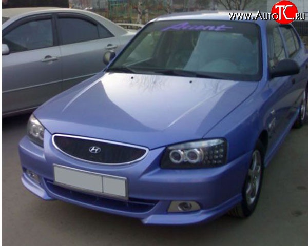 3 499 р. Накладки M-VRS на передний бампер автомобиля Hyundai Accent 2 LC седан дорестайлинг (ТагАЗ) (1999-2012) (Неокрашенная)  с доставкой в г. Майкоп