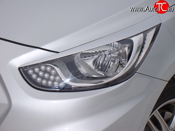 619 р. Реснички Sport V1 Hyundai Solaris RBr хэтчбэк дорестайлинг (2010-2014) (Неокрашенные)  с доставкой в г. Майкоп