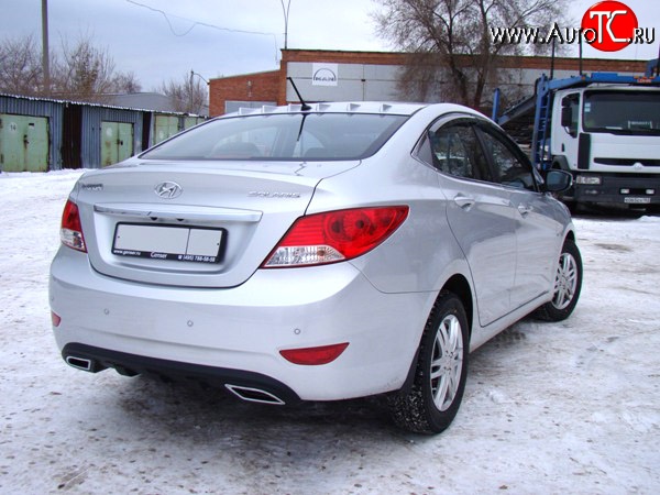 3 999 р. Диффузор заднего бампера Sport var №1  Hyundai Solaris  RBr (2010-2014) седан дорестайлинг (Глянец неокрашенный)  с доставкой в г. Майкоп