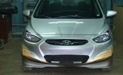 4 399 р. Накладка Sport на передний бампер  Hyundai Solaris  RBr (2010-2014) седан дорестайлинг, хэтчбэк дорестайлинг (Неокрашенная)  с доставкой в г. Майкоп. Увеличить фотографию 3
