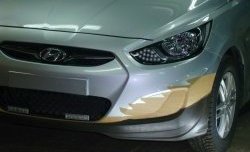 4 399 р. Накладка Sport на передний бампер  Hyundai Solaris  RBr (2010-2014) седан дорестайлинг, хэтчбэк дорестайлинг (Неокрашенная)  с доставкой в г. Майкоп. Увеличить фотографию 4