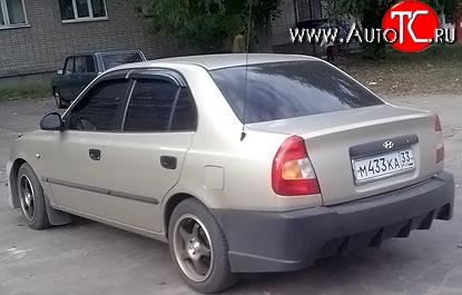 7 499 р. Задний бампер ATH New Hyundai Accent 2 LC седан дорестайлинг (ТагАЗ) (1999-2012) (Неокрашенный)  с доставкой в г. Майкоп