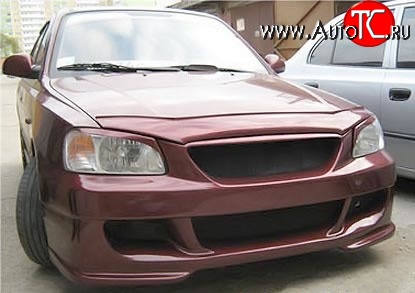 7 349 р. Передний бампер ATH Hyundai Accent 2 LC седан дорестайлинг (ТагАЗ) (1999-2012) (Неокрашенный)  с доставкой в г. Майкоп