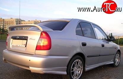 5 099 р. Накладки Street на задний бампер автомобиля Hyundai Accent 2 LC седан дорестайлинг (ТагАЗ) (1999-2012) (Неокрашенная)  с доставкой в г. Майкоп