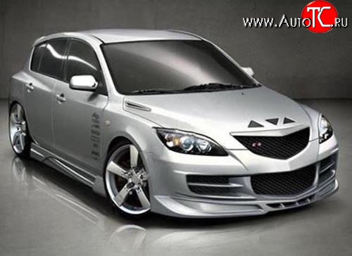 11 399 р. Передний бампер EXS Mazda 3/Axela BK дорестайлинг, хэтчбэк (2003-2006) (Неокрашенный)  с доставкой в г. Майкоп