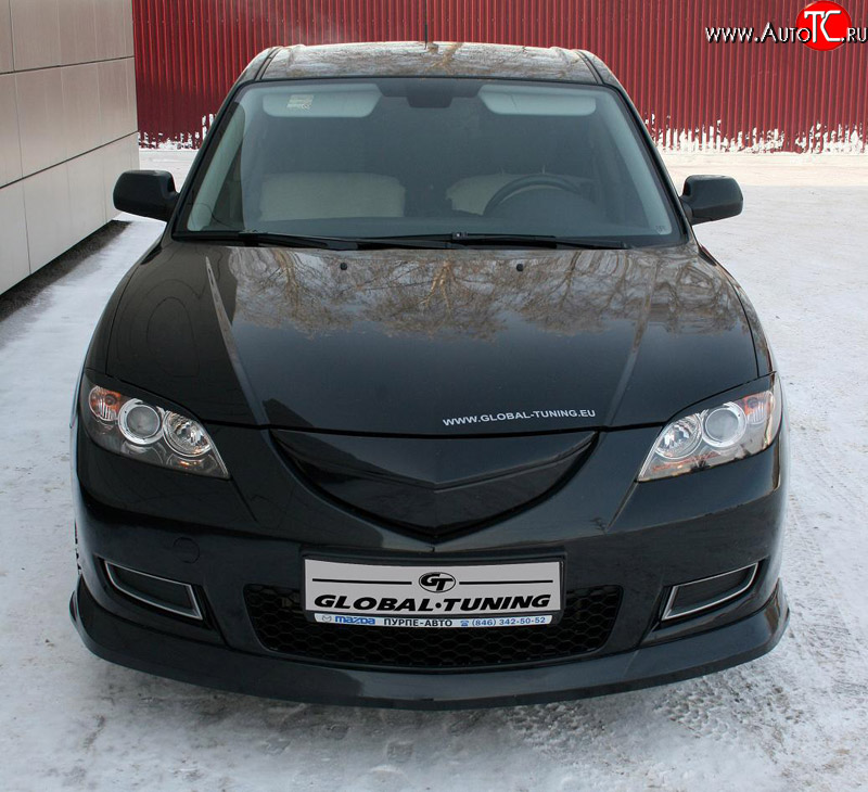 4 849 р. Накладка переднего бампера Global-Tuning Mazda 3/Axela BK дорестайлинг седан (2003-2006) (Неокрашенная)  с доставкой в г. Майкоп