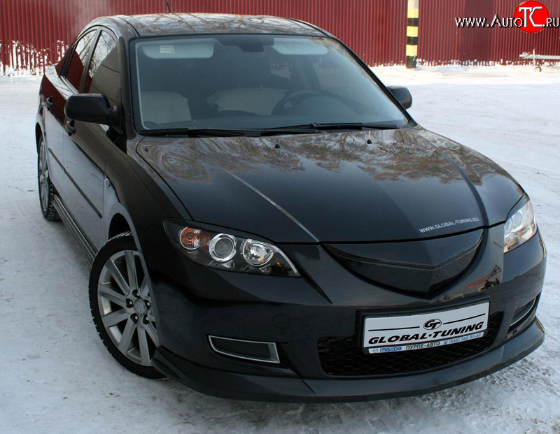 729 р. Реснички на фары Global-Tuning  Mazda 3/Axela  BK (2003-2009) дорестайлинг седан, рестайлинг седан (Неокрашенные)  с доставкой в г. Майкоп
