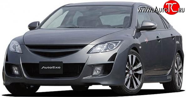 6 649 р. Передний бампер AutoExq Mazda 6 GH дорестайлинг седан (2007-2010) (Неокрашенный)  с доставкой в г. Майкоп