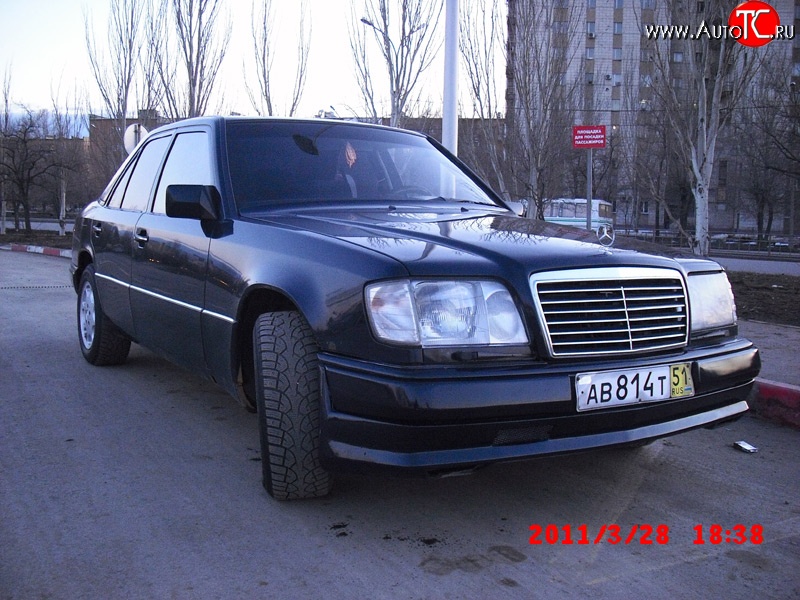 4 499 р. Накладка переднего бампера Elegance Mercedes-Benz E-Class W124 седан дорестайлинг (1984-1993)  с доставкой в г. Майкоп