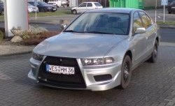 11 099 р. Передний бампер Evo style Mitsubishi Galant 8  дорестайлинг седан (1996-1998) (Без сетки, Неокрашенный)  с доставкой в г. Майкоп. Увеличить фотографию 3