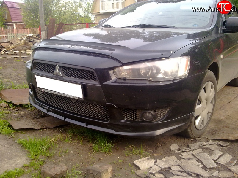 3 599 р. Накладка переднего бампера Elegance Mitsubishi Lancer 10 CY седан рестайлинг (2011-2017) (Неокрашенная)  с доставкой в г. Майкоп
