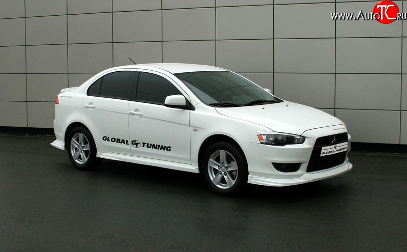 4 749 р. Пороги накладки Global-Tuning  Mitsubishi Lancer  10 CY (2007-2017) седан дорестайлинг, хэтчбэк дорестайлинг, седан рестайлинг, хэтчбек 5 дв рестайлинг (Неокрашенные)  с доставкой в г. Майкоп