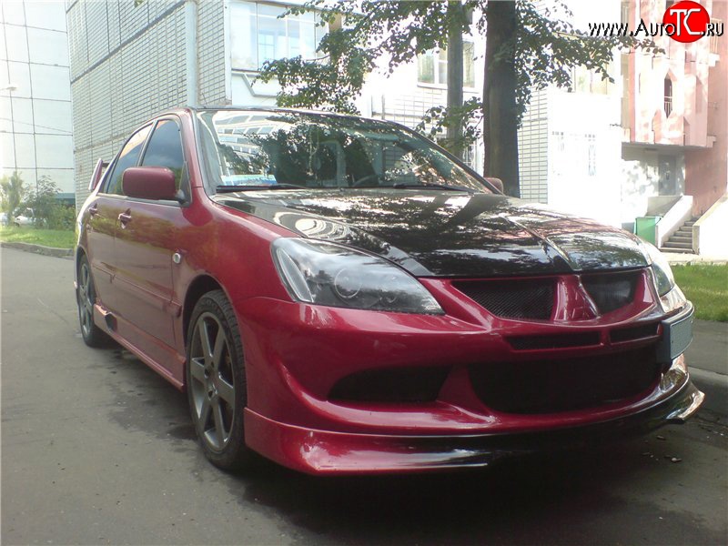 6 399 р. Накладка переднего бампера Evo Mitsubishi Lancer 9 CS универсал 1-ый рестайлинг (2003-2005) (Неокрашенная)  с доставкой в г. Майкоп