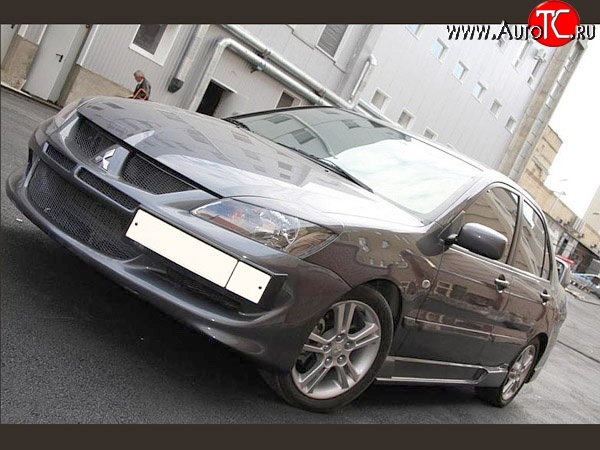 15 999 р. Передний бампер Evo Mitsubishi Lancer 9 CS универсал 1-ый рестайлинг (2003-2005) (Без сетки, Неокрашенный)  с доставкой в г. Майкоп