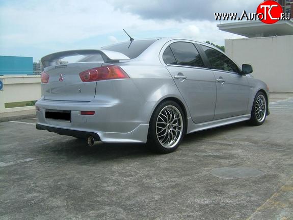 5 299 р. Накладка Zodiak под одинарный выхлоп на задний бампер Mitsubishi Lancer 10 CY седан рестайлинг (2011-2017) (Неокрашенная)  с доставкой в г. Майкоп
