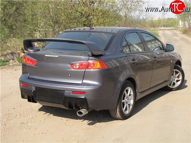 5 399 р. Накладка Evo на задний бампер Mitsubishi Lancer 10 CY седан дорестайлинг (2007-2010) (Неокрашенная)  с доставкой в г. Майкоп