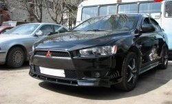899 р. Вставка переднего бампера (зубатка) Evo Mitsubishi Lancer 10 CY седан дорестайлинг (2007-2010) (Неокрашенная)  с доставкой в г. Майкоп. Увеличить фотографию 2