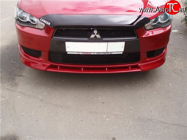 899 р. Вставка переднего бампера (зубатка) Evo Mitsubishi Lancer 10 CY седан дорестайлинг (2007-2010) (Неокрашенная)  с доставкой в г. Майкоп