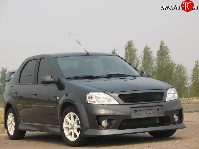 9 799 р. Передний бампер Power DM 2  Renault Logan  1 (2010-2016), Лада Ларгус (2012-2021) (Без сетки, Неокрашенный)  с доставкой в г. Майкоп