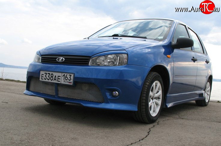 7 799 р. Передний бампер Кубок DM Лада Калина 1117 универсал (2004-2013) (Без сетки, Неокрашенный)  с доставкой в г. Майкоп