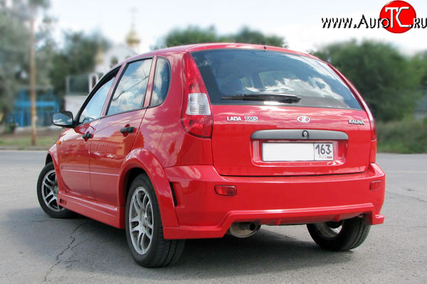8 929 р. Задний бампер TMS-GTI Лада Калина 1119 хэтчбек (2004-2013) (Неокрашенный)  с доставкой в г. Майкоп