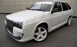 8 999 р. Передний бампер Фанат-Робот  Лада 2108 - 21099 (Неокрашенный, По бокам сетка)  с доставкой в г. Майкоп. Увеличить фотографию 2