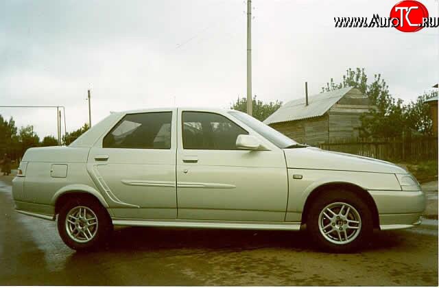589 р. Пороги накладки Кураж 2 Лада 2110 седан (1995-2007) (Неокрашенные)  с доставкой в г. Майкоп