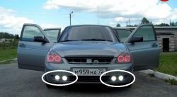 1 999 р. Изменённая решётка Double Light Style с пластиковой сеткой на передний бампер автомобиля Лада Приора 2172 хэтчбек дорестайлинг (2008-2014) (Неокрашенная)  с доставкой в г. Майкоп. Увеличить фотографию 2