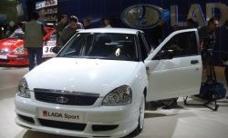 3 699 р. Накладка переднего бампера Lada Priora Sport Лада Приора 2172 хэтчбек дорестайлинг (2008-2014) (Неокрашенная)  с доставкой в г. Майкоп. Увеличить фотографию 3