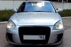 9 706 р. Передний бампер Я-робот Лада Приора 21728 купе дорестайлинг (2010-2013) (Неокрашенный, вставки под туманки)  с доставкой в г. Майкоп. Увеличить фотографию 8