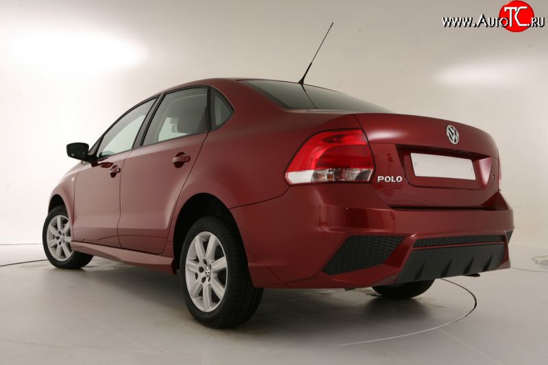 7 249 р. Задний бампер Sport Volkswagen Polo 5 седан дорестайлинг (2009-2015) (Неокрашенный)  с доставкой в г. Майкоп