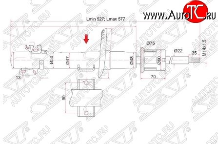 3 699 р. Амортизатор передний SAT (LH=RH) Volkswagen Polo 5 седан дорестайлинг (2009-2015)  с доставкой в г. Майкоп