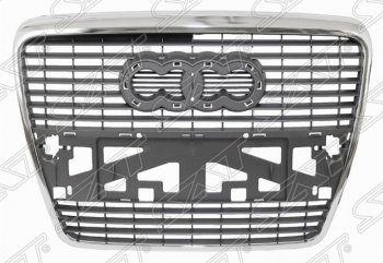Решетка радиатора SAT (под гос. номера, хром) Audi A6 C6 дорестайлинг, универсал (2004-2008)