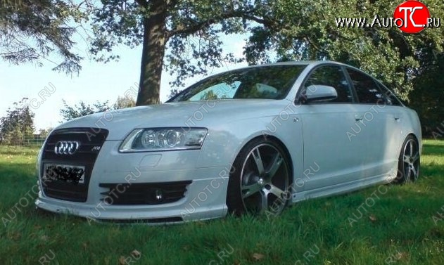 7 849 р. Накладка на передний бампер CT Audi A6 C6 дорестайлинг, седан (2004-2008) (Неокрашенная)  с доставкой в г. Майкоп