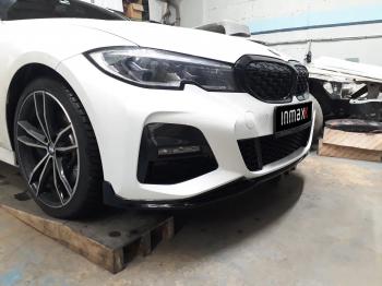 12 299 р. Сплиттер переднего М-бампера М-Perfomance  BMW 3 серия  G20 (2018-2022) седан (цвет: черный глянец)  с доставкой в г. Майкоп. Увеличить фотографию 2