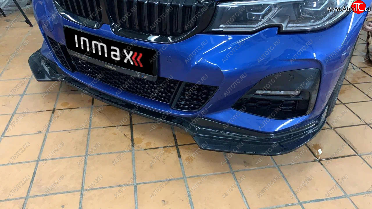 3 999 р. Накладки на сплиттер переднего бампера M-Perfomance (бумеранги)  BMW 3 серия  G20 (2018-2022) седан (цвет: черный глянец)  с доставкой в г. Майкоп