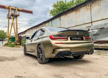 8 899 р. Лип спойлер М-Perfomance  BMW 3 серия  G20 (2018-2022) седан (цвет: черный глянец)  с доставкой в г. Майкоп. Увеличить фотографию 4