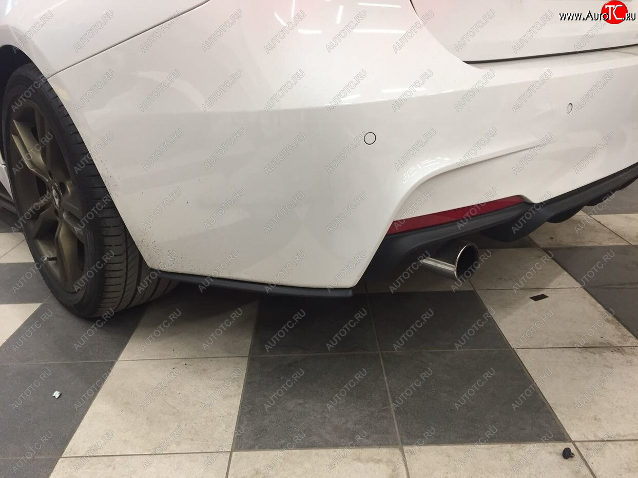 5 999 р. Накладки M-Perfomance под задний бампер (мини-лезвия) BMW 3 серия F30 седан дорестайлинг (2012-2015) (цвет: черный матовый)  с доставкой в г. Майкоп